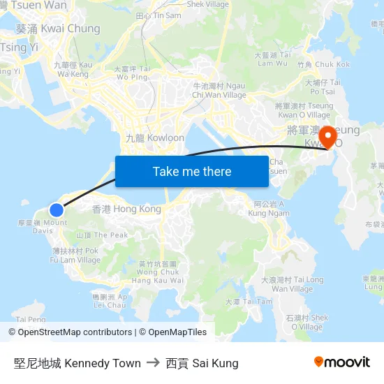 堅尼地城 Kennedy Town to 西貢 Sai Kung map