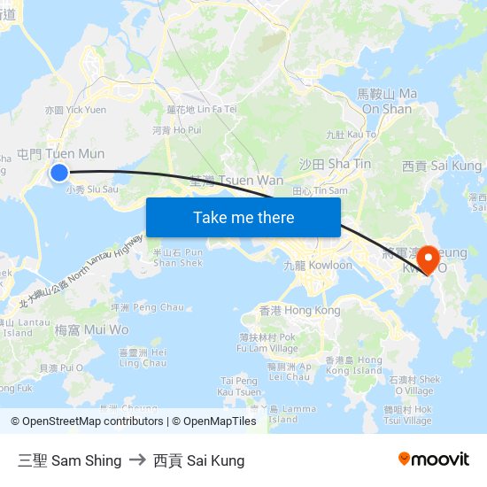 三聖 Sam Shing to 西貢 Sai Kung map