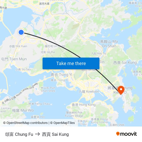 頌富 Chung Fu to 西貢 Sai Kung map