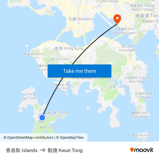香港島 Islands to 香港島 Islands map