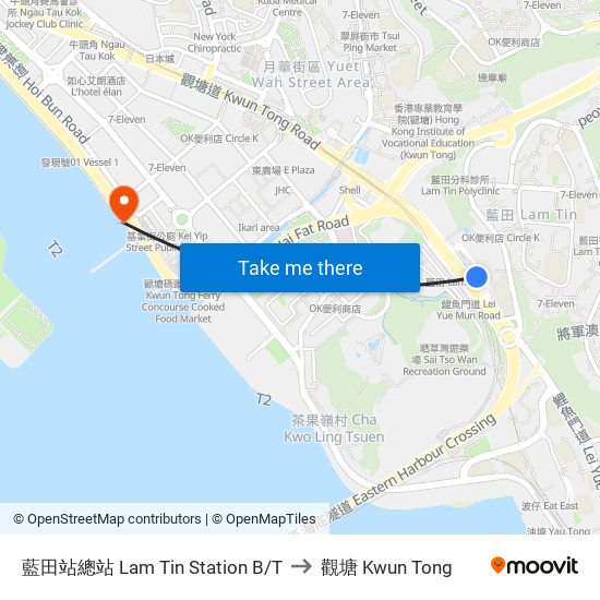 藍田站總站 Lam Tin Station B/T to 觀塘 Kwun Tong map