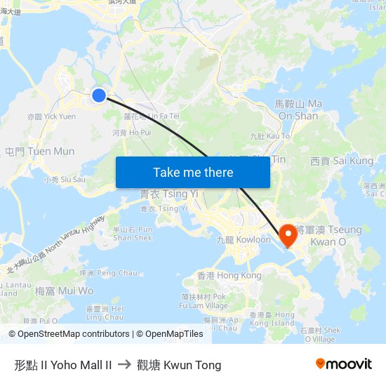 形點 II Yoho Mall II to 觀塘 Kwun Tong map