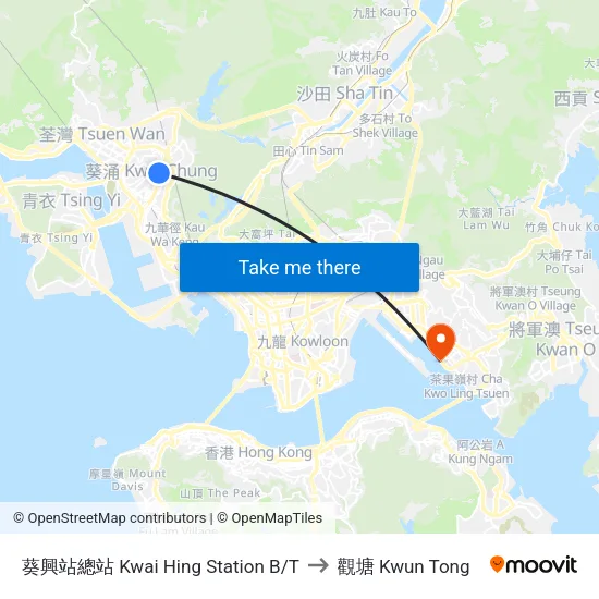 葵興站總站 Kwai Hing Station B/T to 觀塘 Kwun Tong map