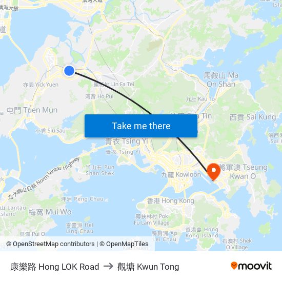 康樂路 Hong LOK Road to 觀塘 Kwun Tong map