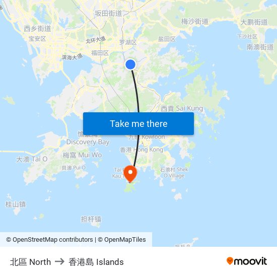 北區 North to 香港島 Islands map