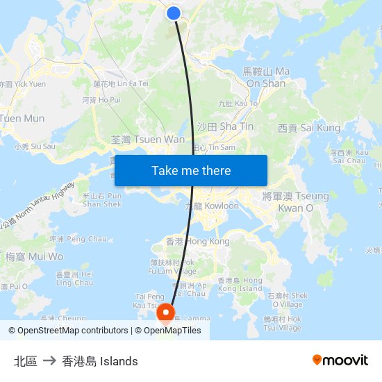 北區 to 香港島 Islands map