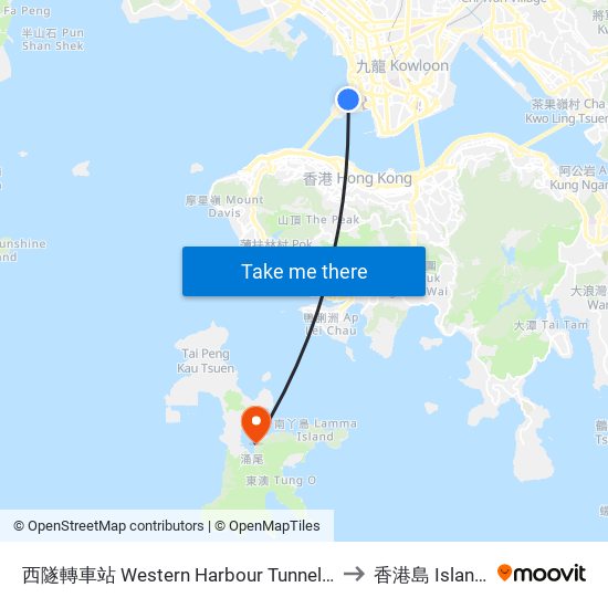 西隧轉車站 Western Harbour Tunnel Bbi to 香港島 Islands map