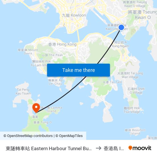 東隧轉車站 Eastern Harbour Tunnel Bus-Bus Interchange to 香港島 Islands map