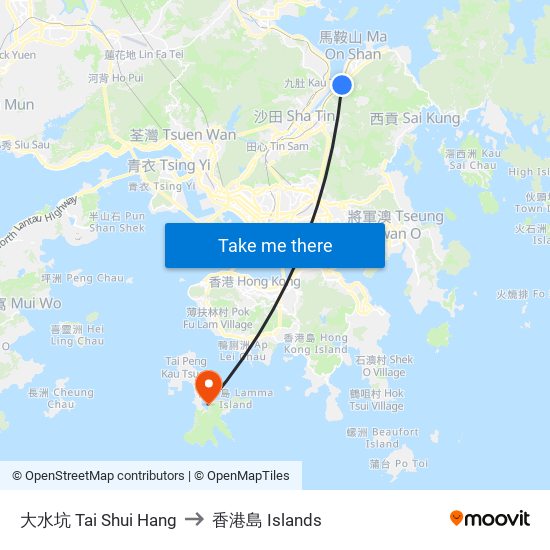 大水坑 Tai Shui Hang to 香港島 Islands map