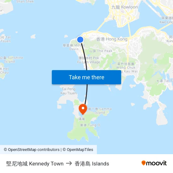 堅尼地城 Kennedy Town to 香港島 Islands map