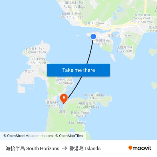 海怡半島 South Horizons to 香港島 Islands map