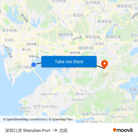 深圳口岸 Shenzhen Port to 北區 map