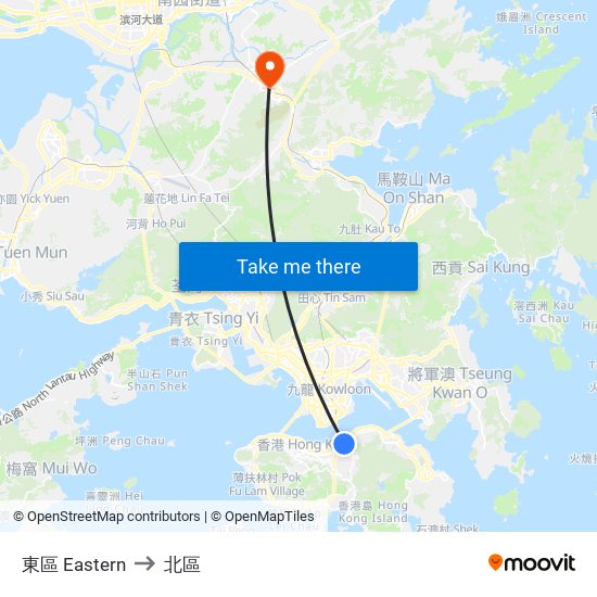 東區 Eastern to 北區 map