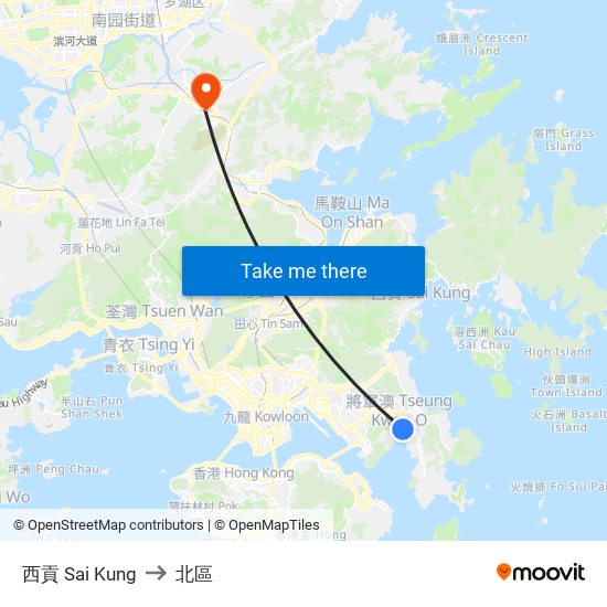 西貢 Sai Kung to 北區 map