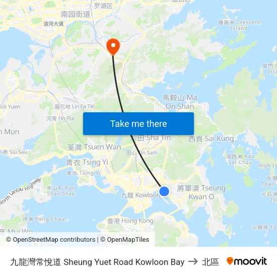 九龍灣常悅道 Sheung Yuet Road Kowloon Bay to 北區 map