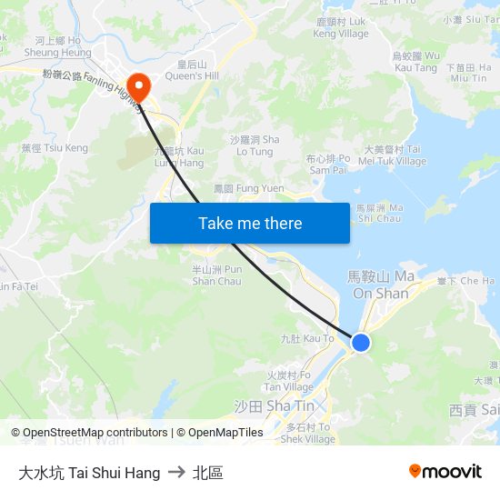 大水坑 Tai Shui Hang to 北區 map