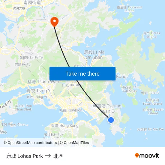 康城 Lohas Park to 北區 map