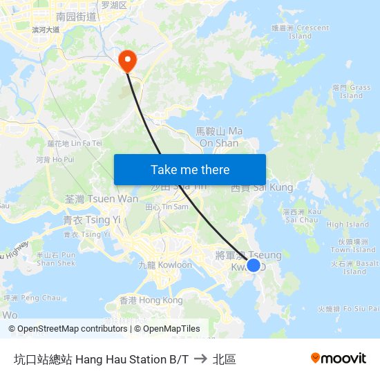 坑口站總站 Hang Hau Station B/T to 北區 map