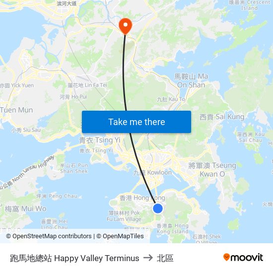 跑馬地總站 Happy Valley Terminus to 北區 map