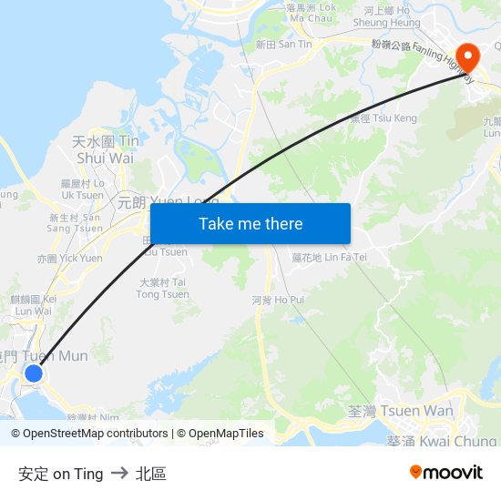 安定 on Ting to 北區 map