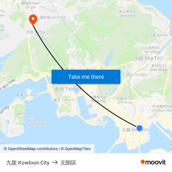九龍 Kowloon City to 九龍 Kowloon City map