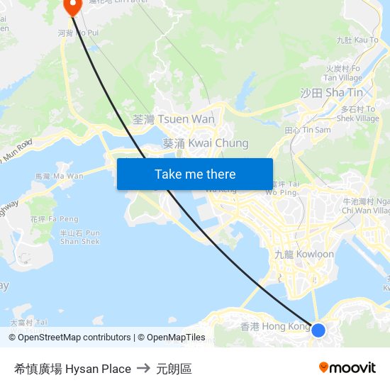 希慎廣場 Hysan Place to 元朗區 map