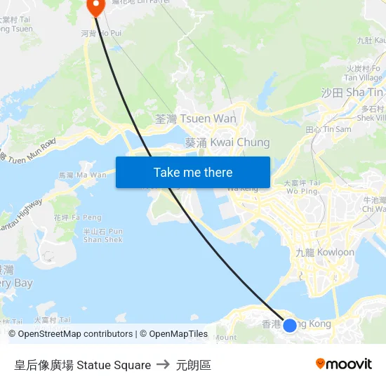 皇后像廣場 Statue Square to 元朗區 map