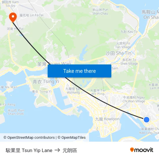 駿業里 Tsun Yip Lane to 元朗區 map