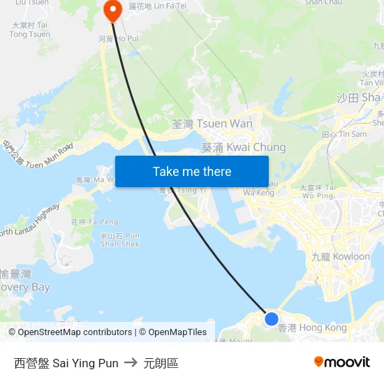 西營盤 Sai Ying Pun to 元朗區 map