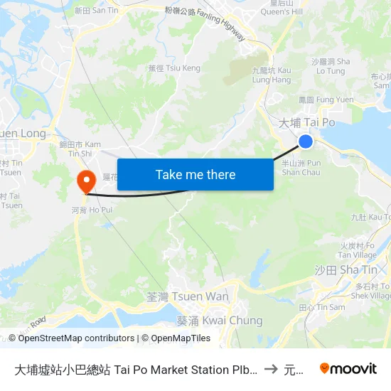 大埔墟站小巴總站 Tai Po Market Station Plb Terminus to 元朗區 map