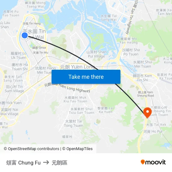 頌富 Chung Fu to 元朗區 map