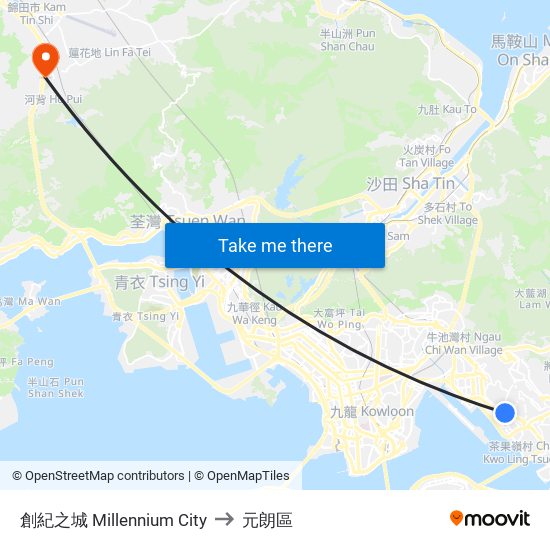 創紀之城 Millennium City to 元朗區 map