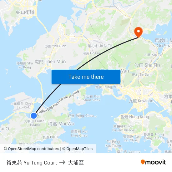 裕東苑 Yu Tung Court to 大埔區 map