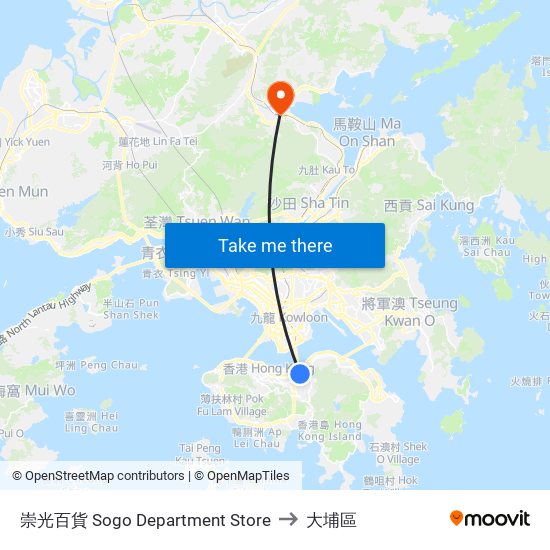 崇光百貨 Sogo Department Store to 大埔區 map