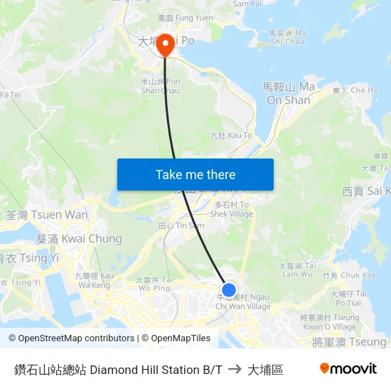 鑽石山站總站 Diamond Hill Station B/T to 大埔區 map