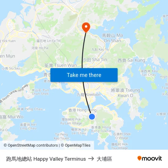 跑馬地總站 Happy Valley Terminus to 大埔區 map