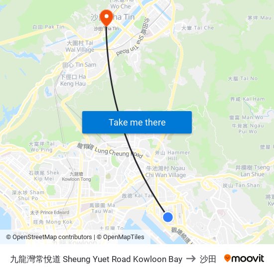 九龍灣常悅道 Sheung Yuet Road Kowloon Bay to 沙田 map