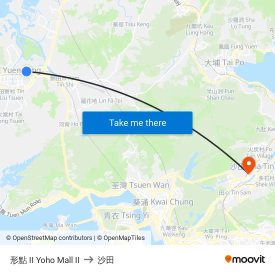 形點 II Yoho Mall II to 沙田 map