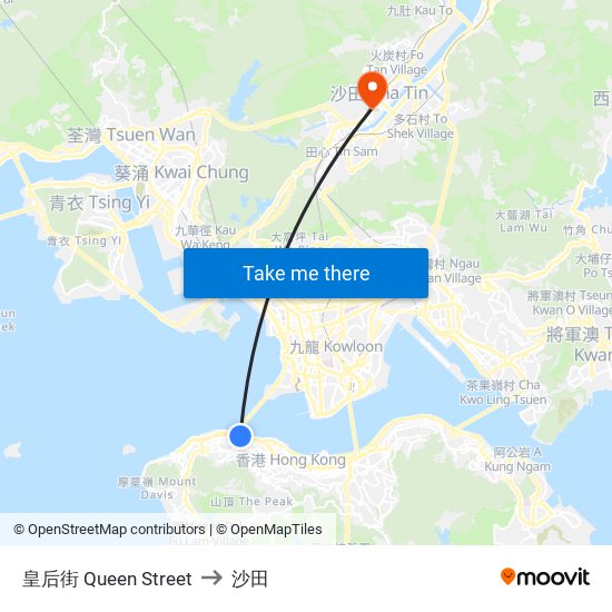 皇后街 Queen Street to 沙田 map