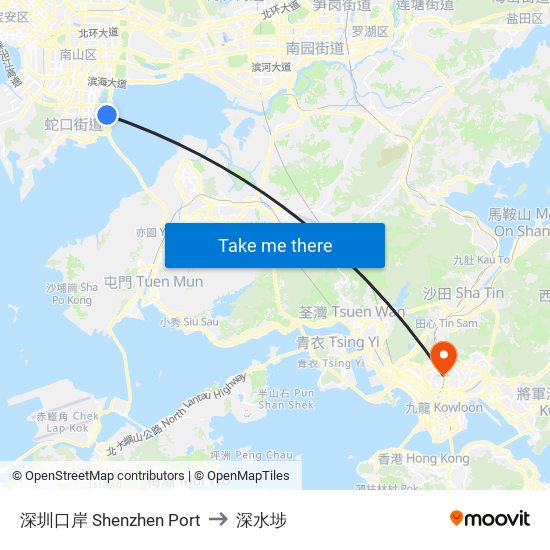 深圳口岸 Shenzhen Port to 深水埗 map