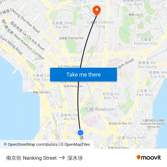 南京街 Nanking Street to 深水埗 map