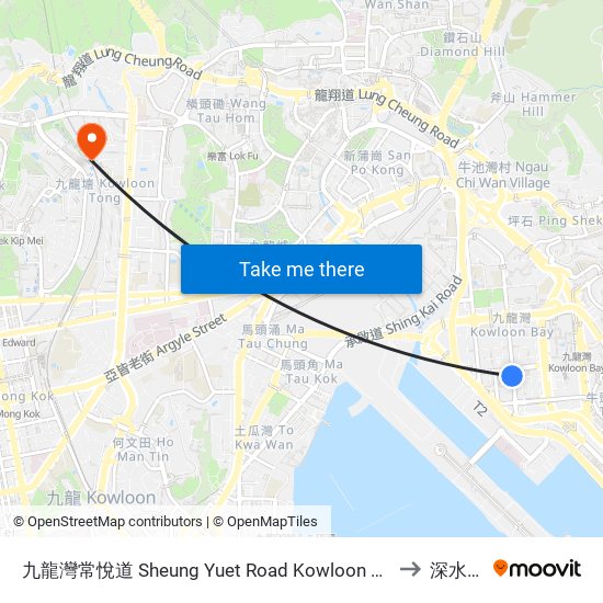 九龍灣常悅道 Sheung Yuet Road Kowloon Bay to 深水埗 map