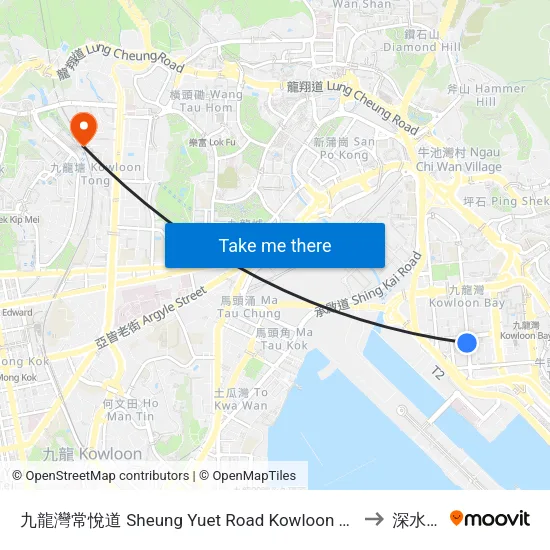 九龍灣常悅道 Sheung Yuet Road Kowloon Bay to 深水埗 map