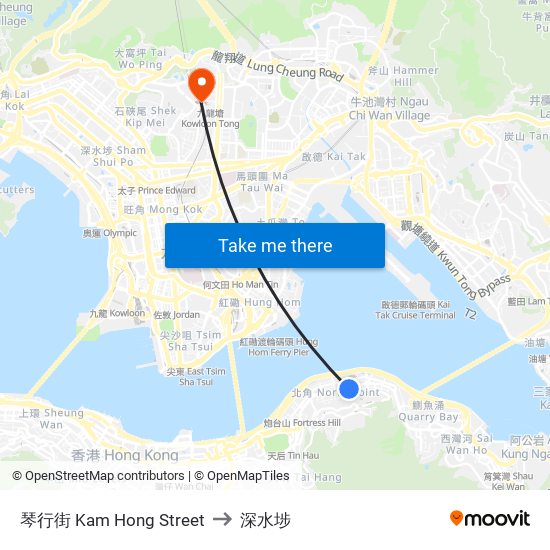 琴行街 Kam Hong Street to 深水埗 map