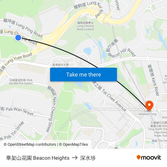 畢架山花園 Beacon Heights to 深水埗 map