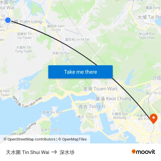 天水圍 Tin Shui Wai to 深水埗 map