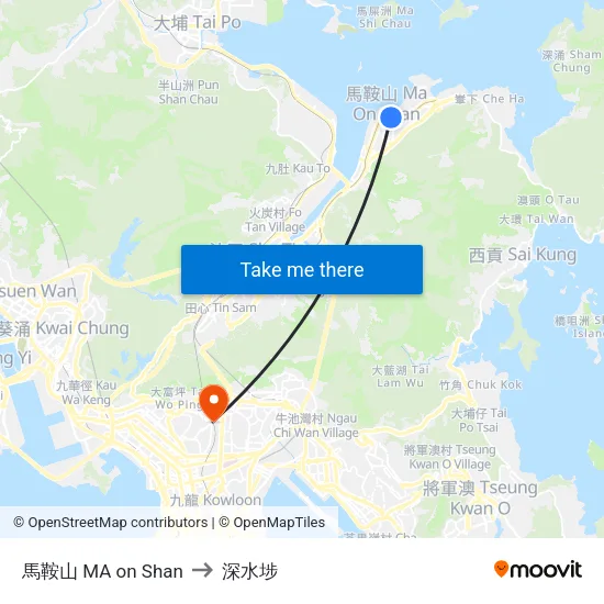 馬鞍山 MA on Shan to 深水埗 map
