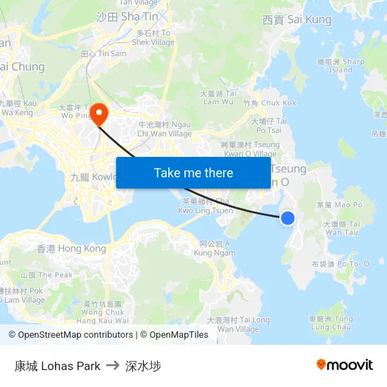 康城 Lohas Park to 深水埗 map