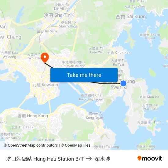 坑口站總站 Hang Hau Station B/T to 深水埗 map
