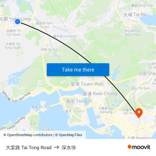 大棠路 Tai Tong Road to 深水埗 map